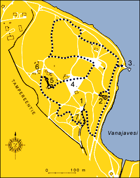 Kävelykierroskartta Kaupunginpuistosta