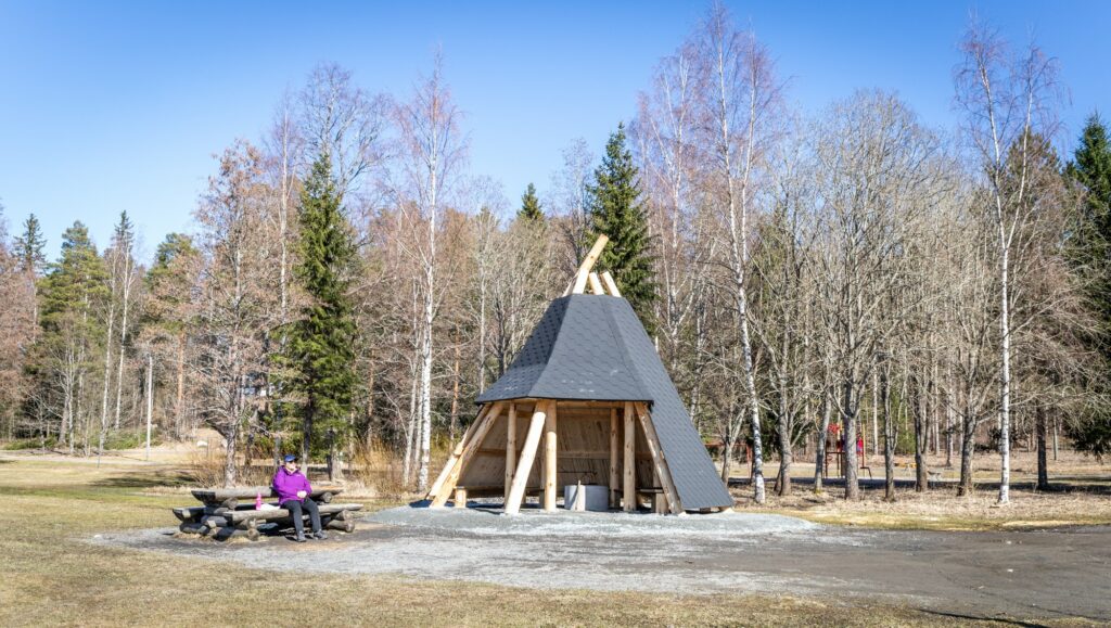 Terveniemen alueen uusi kota järveltä päin