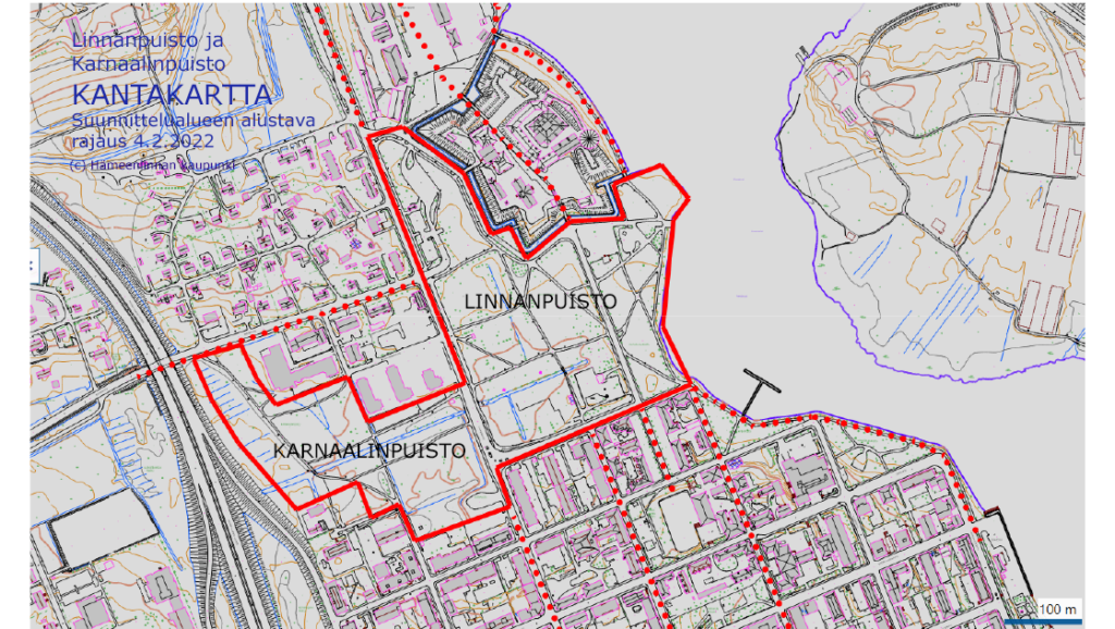 Linnanpuiston ja Karnaalinpuiston kantakarttaote