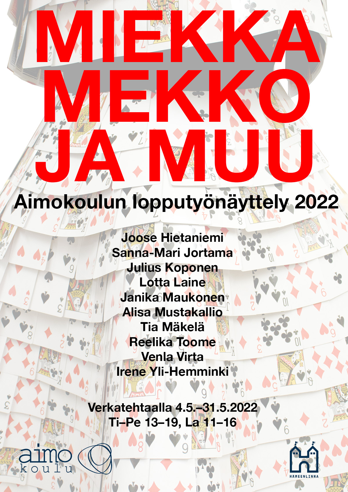 Aimokoulun lopputyönäyttelyn 2022 juliste