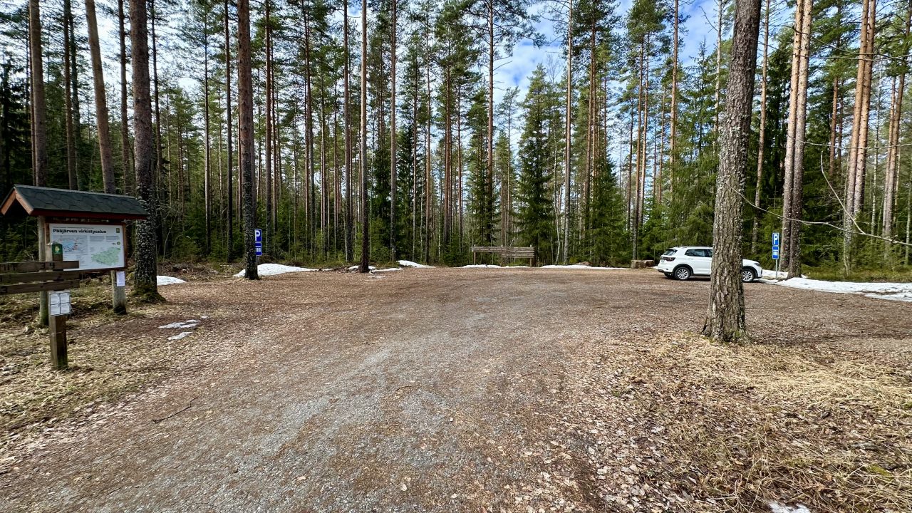 Parking area in the forest.