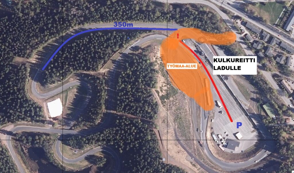 kulkuohje moottoriradan ensilumen ladulle