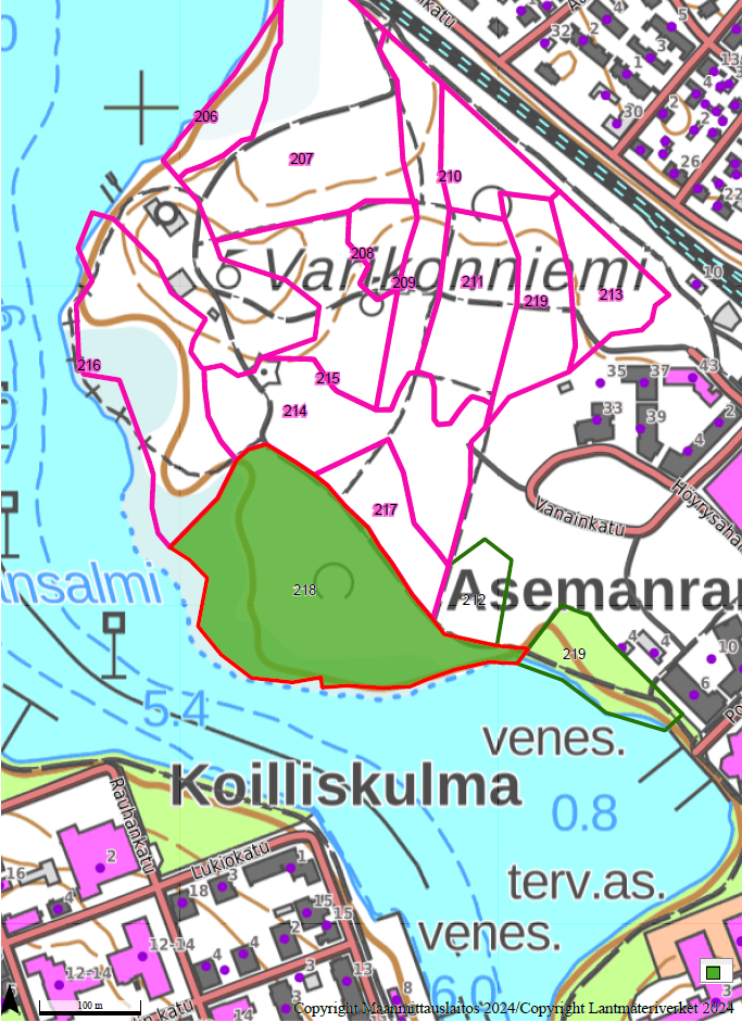 Karttakuva Varikonniemestä.