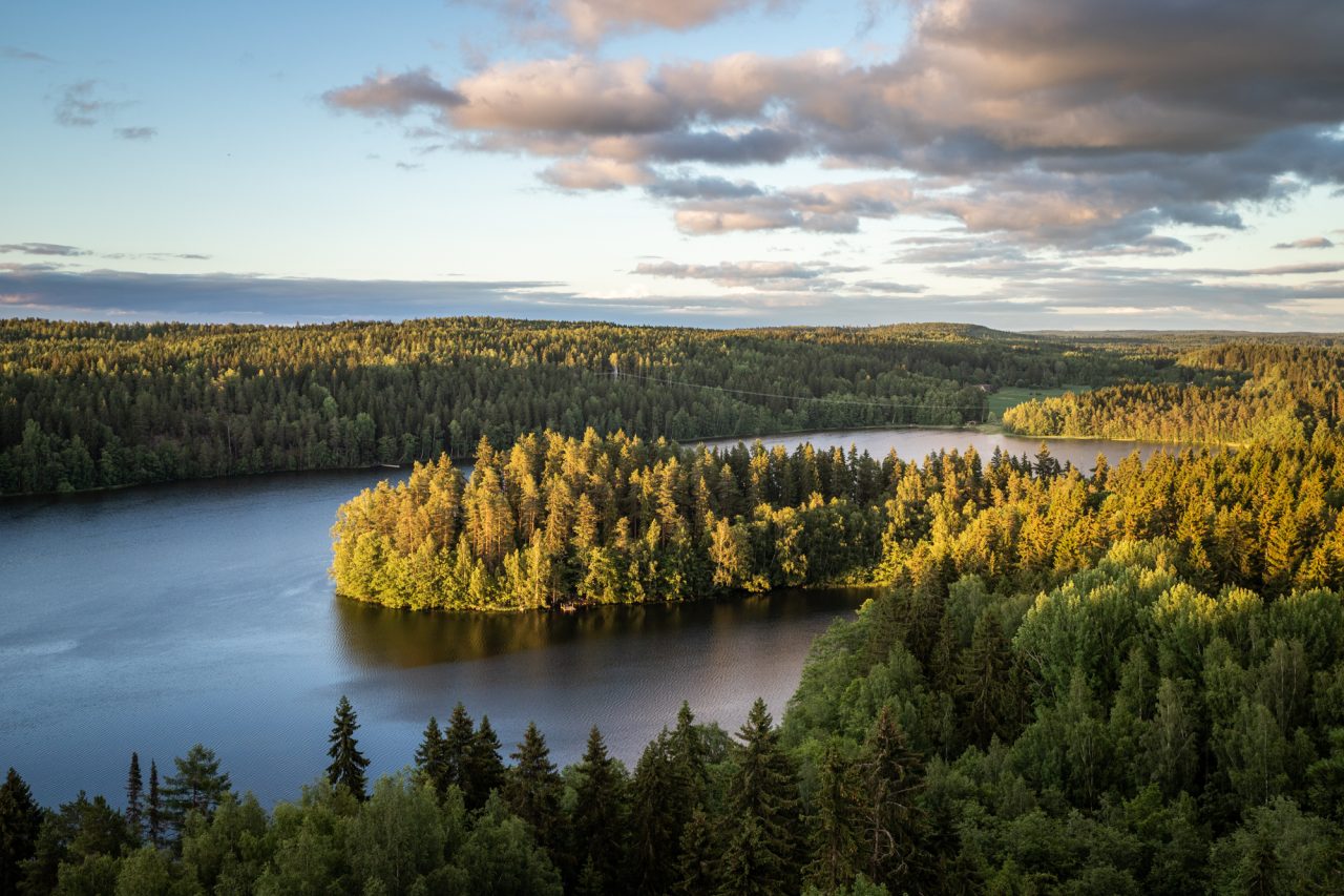 Aerial view of Lake Aulangonjärvi.
