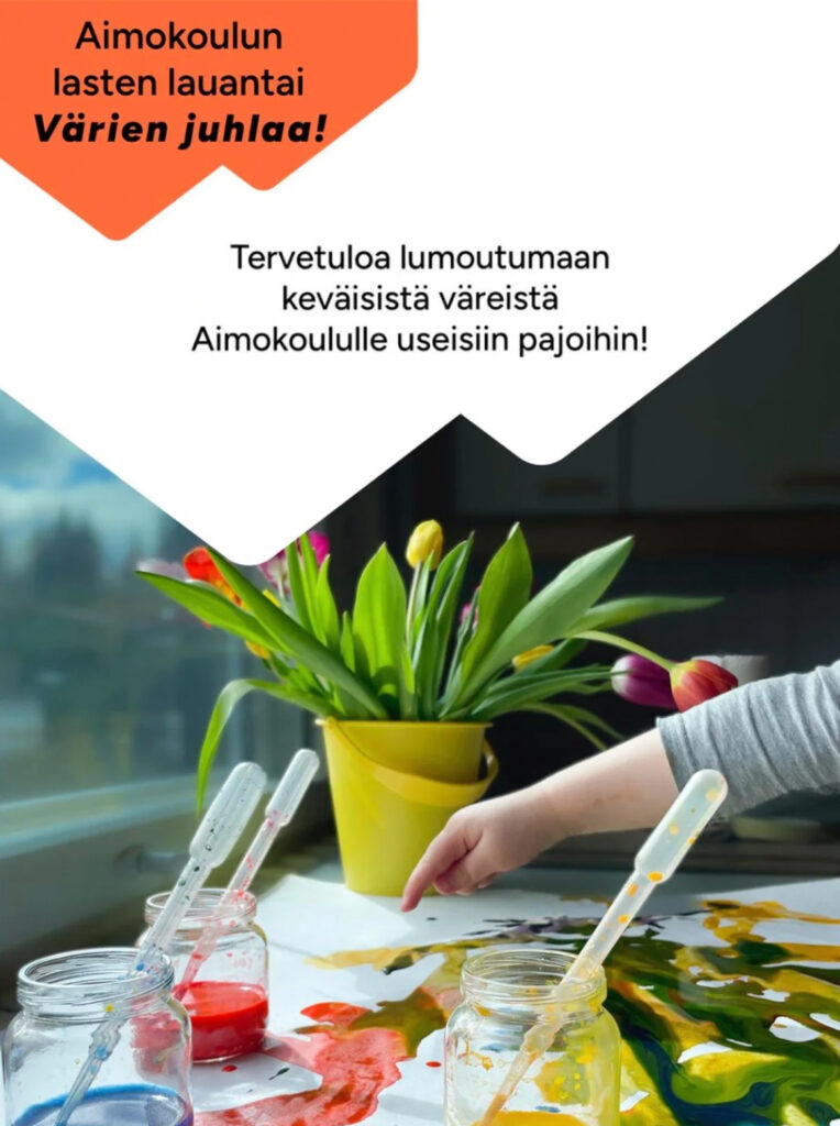 Lasten lauantai Värien juhlaa Aimokoululla 9.5. klo 10–14