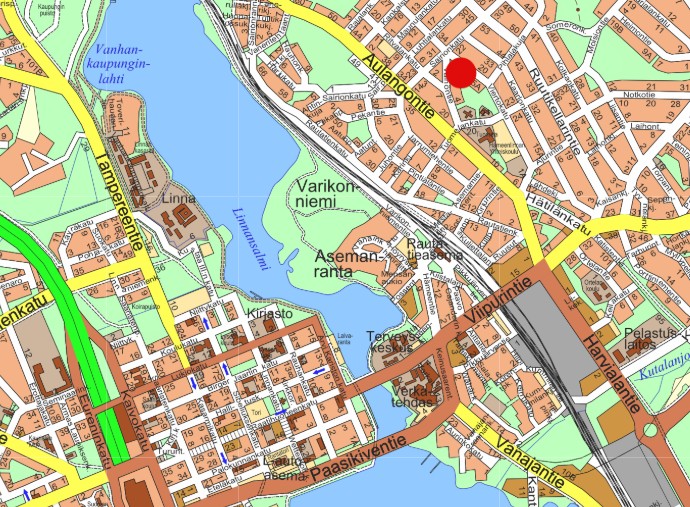 Viertokatu 9 kaavamuutosalueen sijainti kartalla.