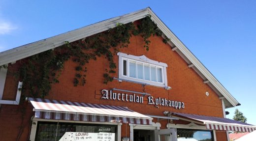Village shop wall that has sign that says Alvettula Village Shop.