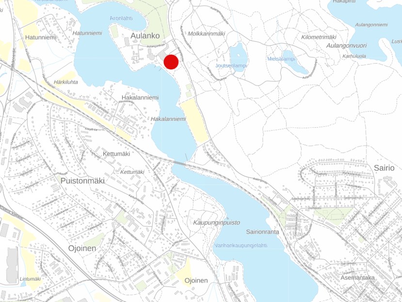 Location of the Aulangonniemi detailed plan alteration area on the map.