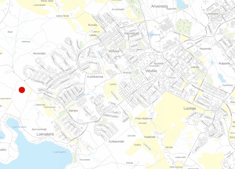 Sammontorpan kaava-alueen sijainti kartalla.