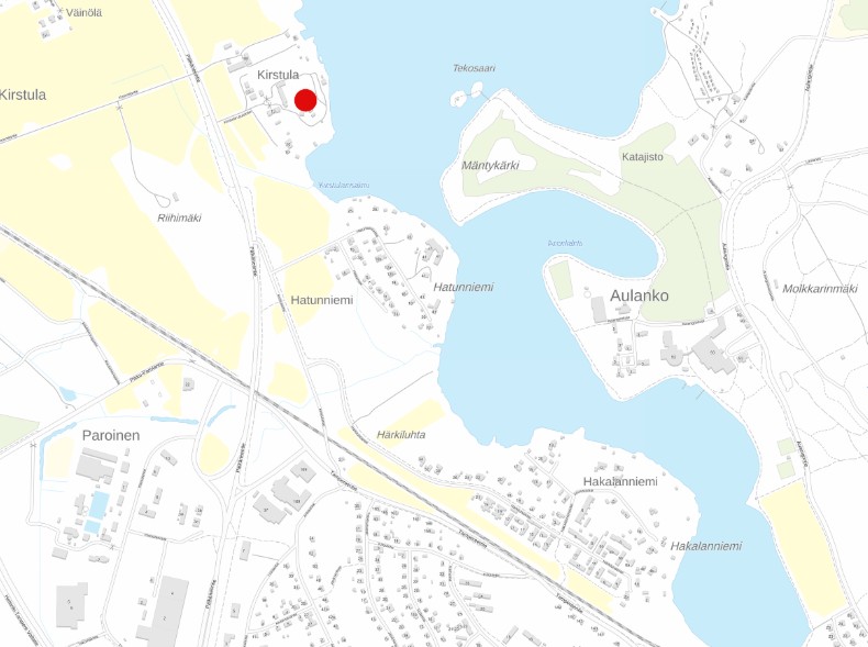 Kirstulan kartanon asemakaava-alueen sijainti kartalla.