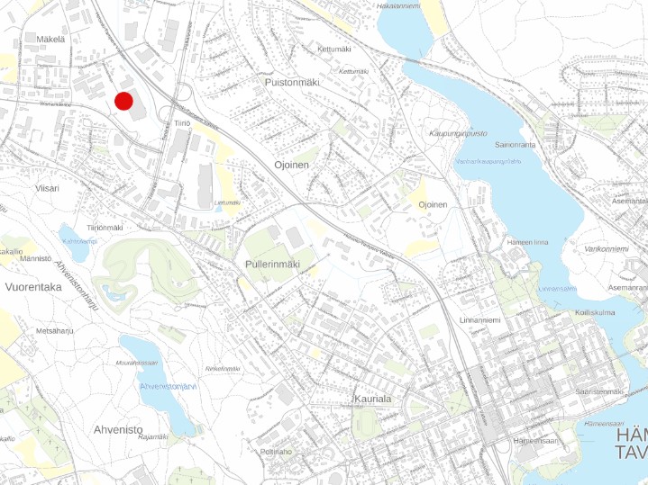 Takumäenkujan kaavamuutosalueen sijainti kartalla.