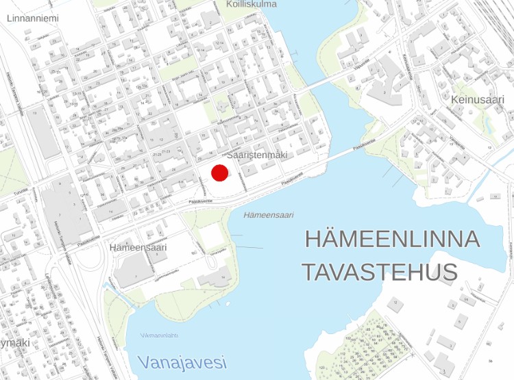 Korttelin 14 kaavamuutosalueen sijainti kartalla.