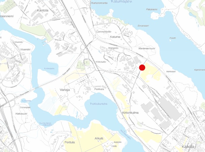 Käikälän kortteleiden 103 ja 106 kaavamuutosalueen sijainti kartalla.