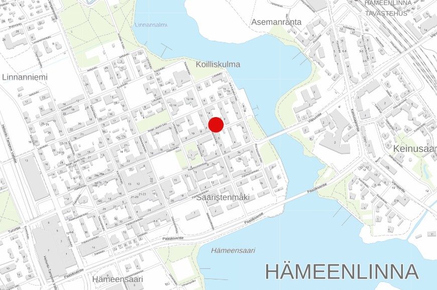 Hallituskatu 6 kaavamuutosalueen sijainti kartalla.