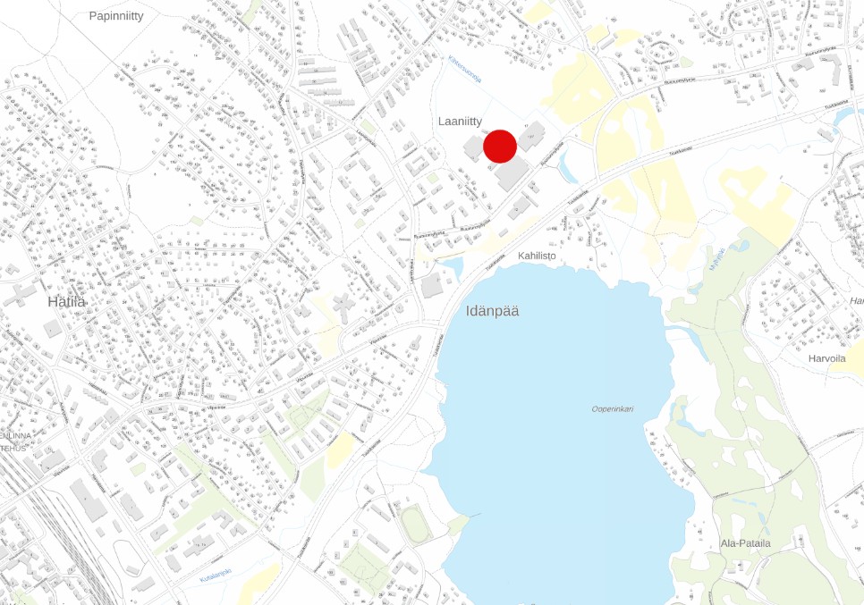 Ruununmyllyntien teollisuusalueen kaavamuutoksen sijainti kartalla.