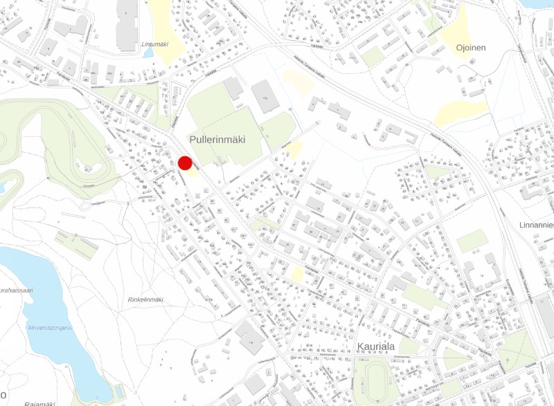 Kartta, johon on merkitty Hevosmiehentien kaavamuutosalueen sijainti.