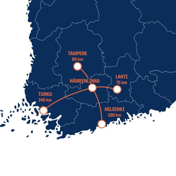 Hämeenlinnan sijainti kartalla